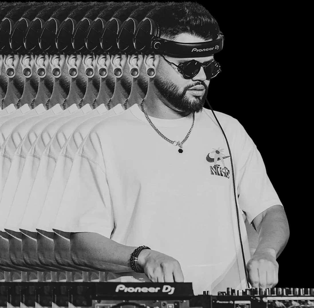 Composição artística de Henrico tocando no Garden Sound